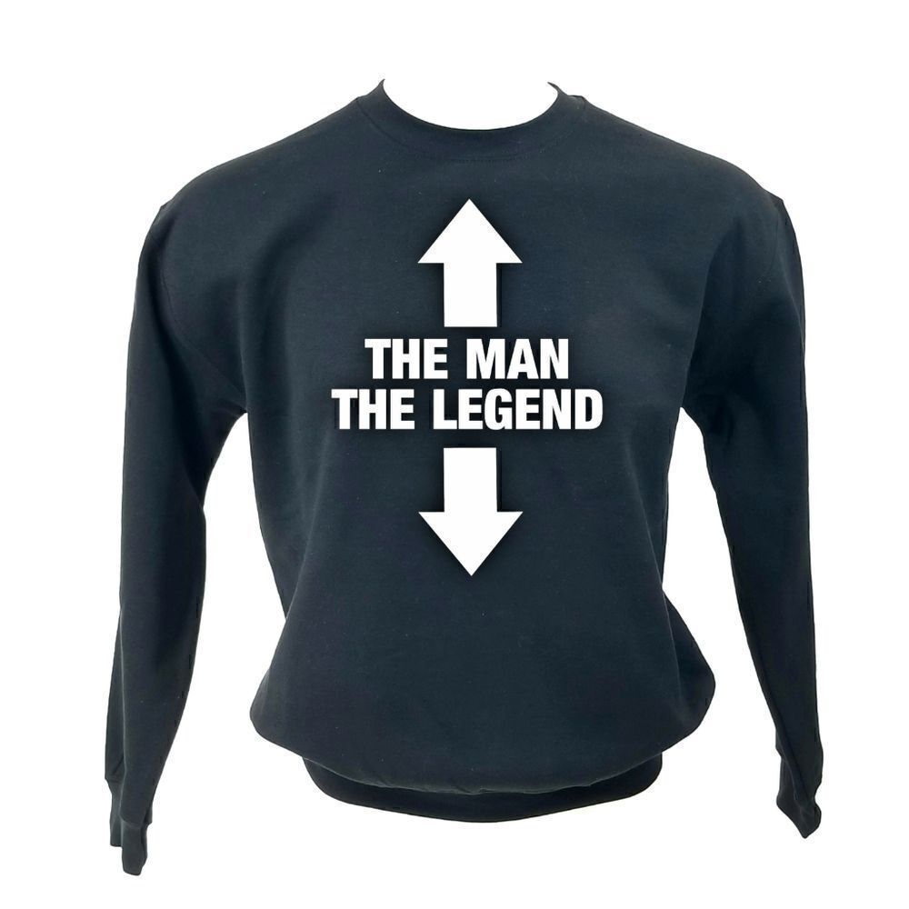 THE MAN THE LEGEND Funny Dark Humor Nerd Core Black Pullover Crewneck Sweatshirt